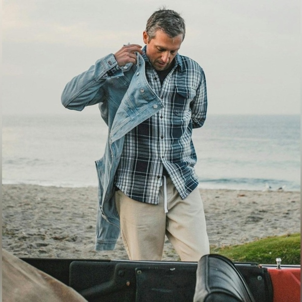 NWT Outerknown Flannel Blanket Shirt Size Medium Plaid Kelly Slater